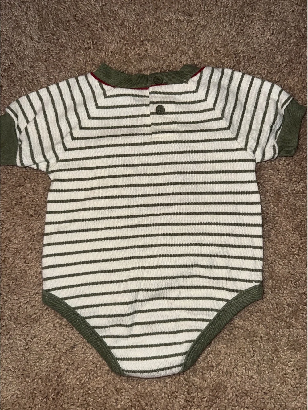 Vintage baby Q Prehistoric Pal Dinosaur Striped Baby Onesie 3-6M